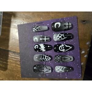 Spooky ombre halloween graveyard press on nails custom made